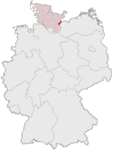 Map of Germany, Position of Lbeck highlighted